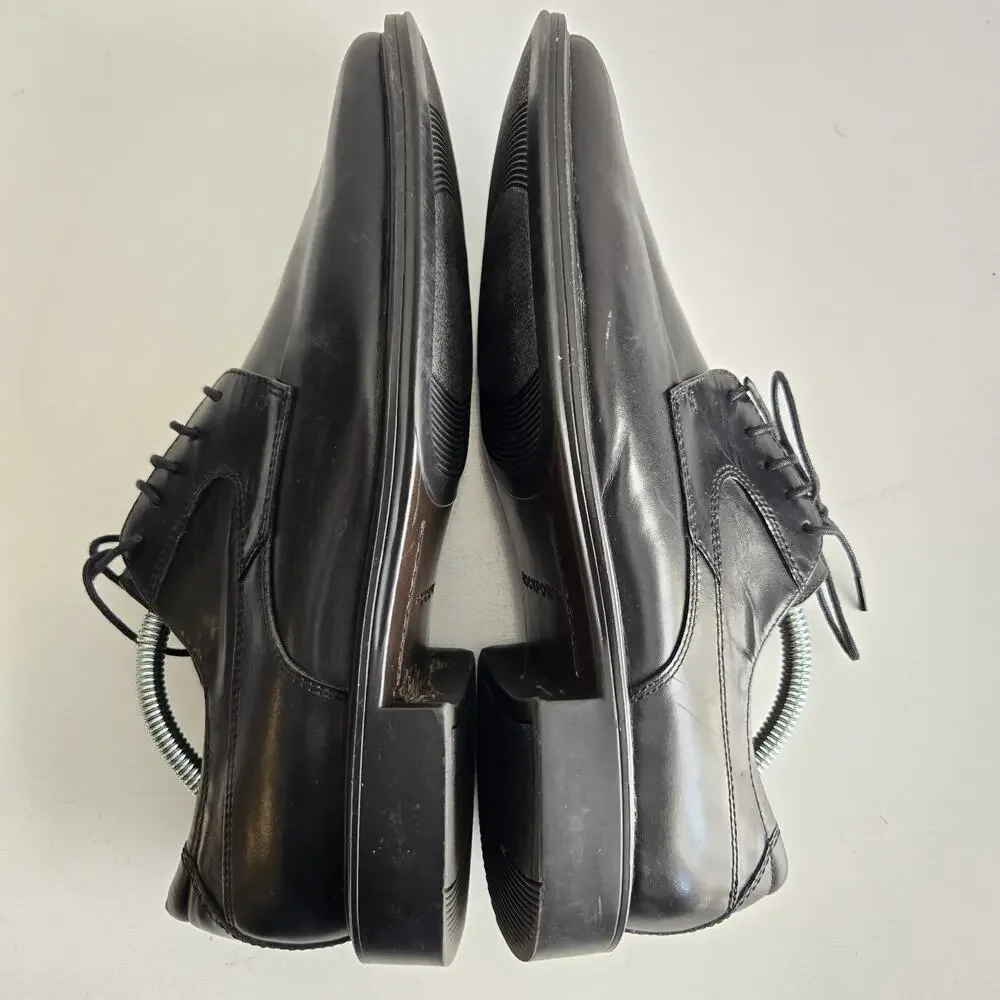 Rockport Oxford‎ Dress Shoes Lace Up 9M Black Leather Square Toe Tailored